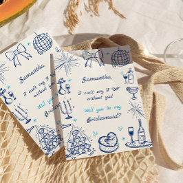 Handgeschreven champagne toren bruidsmeisje voorst kaart