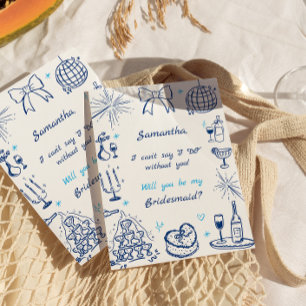 Handgeschreven champagne toren bruidsmeisje voorst kaart