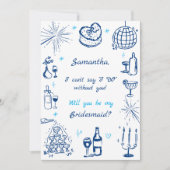 Handgeschreven champagne toren bruidsmeisje voorst kaart (Voorkant)