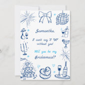 Handgeschreven champagne toren bruidsmeisje voorst kaart (Voorkant)