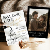 Handgeschreven Champagne Tower Bewaar de datum Kaart