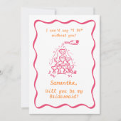 Handgeschreven Champagne Tower bruidsmeisje voorst Kaart (Voorkant)