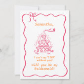 Handgeschreven Champagne Tower bruidsmeisje voorst Kaart (Voorkant)