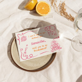 Handgeschreven Champagne Tower bruidsmeisje voorst Kaart