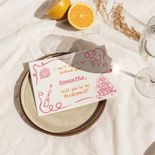 Handgeschreven Champagne Tower bruidsmeisje voorst Kaart