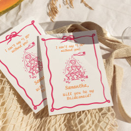 Handgeschreven Champagne Tower bruidsmeisje voorst Kaart