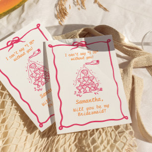 Handgeschreven Champagne Tower bruidsmeisje voorst Kaart