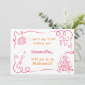 Handgeschreven Champagne Tower bruidsmeisje voorst Kaart (Staand voorkant)