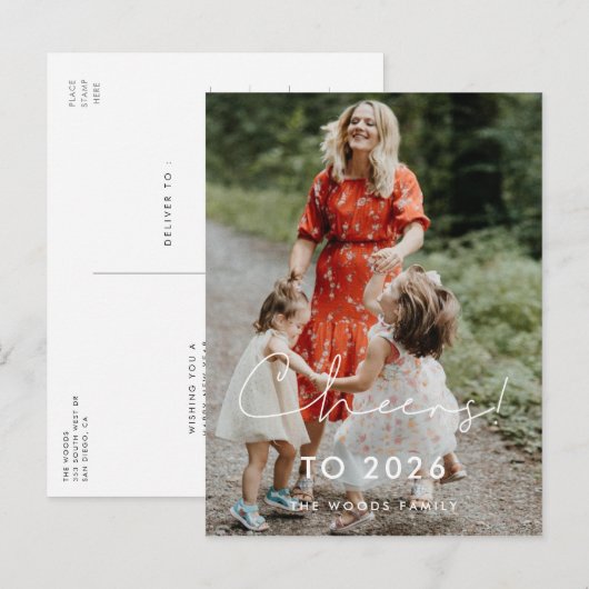 Handgeschreven Cheers tot 2023 Nieuwjaarsfoto Briefkaart (Voorkant / Achterkant)