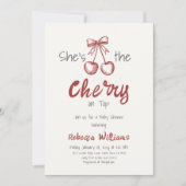Handgeschreven Cherry op Top Bow Girl Baby shower Kaart (Voorkant)