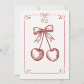 Handgeschreven Cherry op Top Bow Girl Baby shower Kaart (Achterkant)