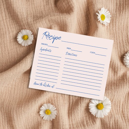 Handgeschreven Chic Blue Vrijgezellenfeest Recept 