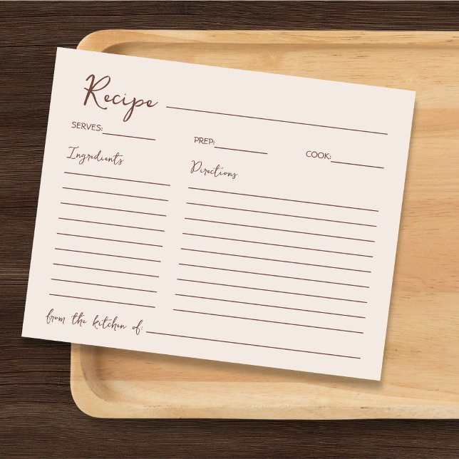 Handgeschreven Chic Brown recept voor de bruid (Handwritten Chic Brown Recipe For The Bride)