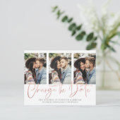 Handgeschreven Chic Roos Gold Wedding Uitstel Briefkaart (Staand voorkant)