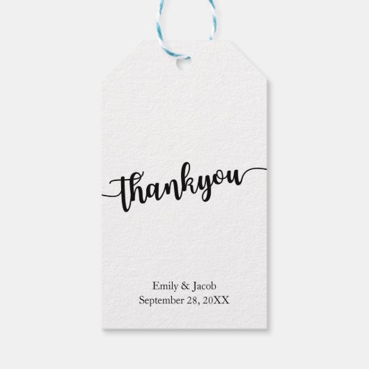 Handgeschreven chique bruiloft dank u cadeau Label Cadeaulabel (Achterkant)
