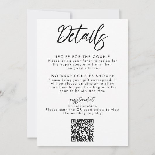 Handgeschreven chique moderne minimalistische douc kaart (Achterkant)