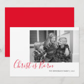 Handgeschreven Christus is geboren Foto Kerstmis Feestdagenkaart (Voorkant / Achterkant)