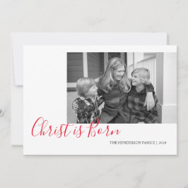 Handgeschreven Christus is geboren Foto Kerstmis Feestdagenkaart