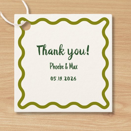Handgeschreven Cool Wavy Border Dank je bruiloft Bedankjes Labels