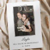 Handgeschreven Coquette Bow Bruidsmeisje Fotovoors Kaart