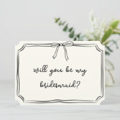 Handgeschreven Coquette Bow Chique bruidsmeisje vo Kaart (Staand voorkant)