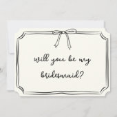 Handgeschreven Coquette Bow Chique bruidsmeisje vo Kaart (Voorkant)