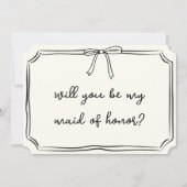 Handgeschreven Coquette Bow Maid of Honor Voorstel Kaart (Voorkant)