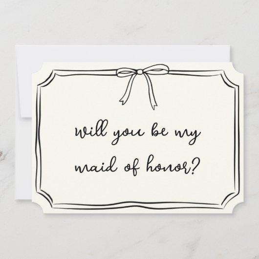 Handgeschreven Coquette Bow Maid of Honor Voorstel Kaart (Voorkant)