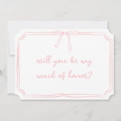 Handgeschreven Coquette Bow Pink Maid of Honor Kaart (Voorkant)