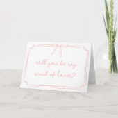 Handgeschreven Coquette Bow Pink Maid of Honor Not Kaart (Voorkant)