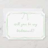 Handgeschreven Coquette Bow Sage Bruidsmeisje voor Kaart (Voorkant)