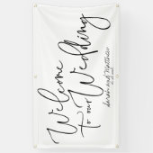 Handgeschreven cursief welkom op onze bruiloft 3x5 spandoek (Verticaal)