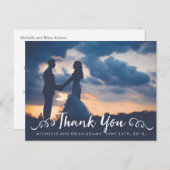 Handgeschreven Cursieve Trouwfoto Dank u kaart (Voorkant / Achterkant)
