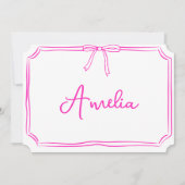 Handgeschreven Custom Roze Bow Esthetische Notecar Kaart (Voorkant)