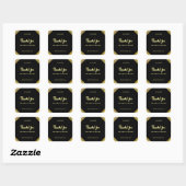 Handgeschreven Dank Je Script Gouden Glitter Sjabl Vierkante Sticker (Vel)