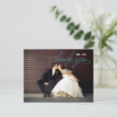 HANDGESCHREVEN Dank u Briefkaart - Blauw (Staand voorkant)