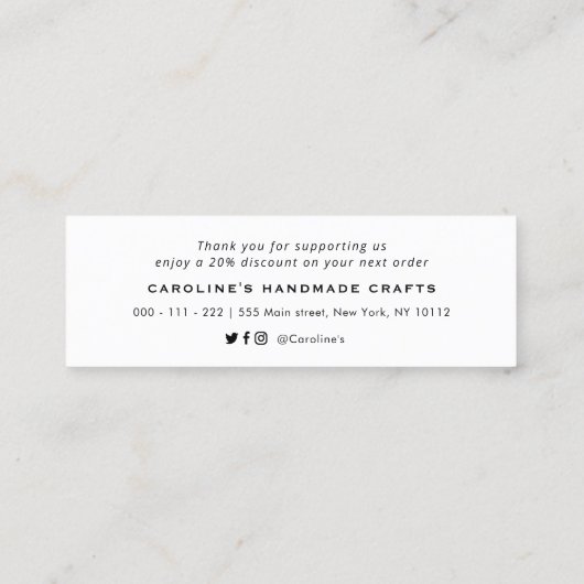 handgeschreven dank u het manuscript neemt zaken o mini visitekaartje (Achterkant)