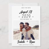 Handgeschreven datum & aangepaste favoriete foto b save the date (Voorkant)