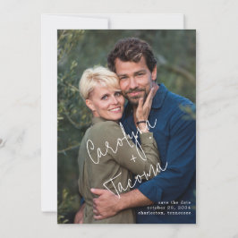 Handgeschreven de Namen van de Typografie Foto spa Save The Date