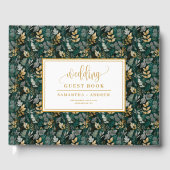 Handgeschreven Deep Green en Gold bruiloft gastenb Gastenboek (Voorkant)
