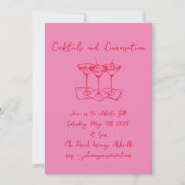 Handgeschreven Doodles Cocktails Conversation Pink Kaart (Voorkant)
