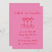 Handgeschreven Doodles Cocktails Conversation Pink Kaart (Voorkant / Achterkant)