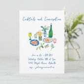 Handgeschreven Doodles Cocktails Herfst Fete Custo Kaart (Staand voorkant)