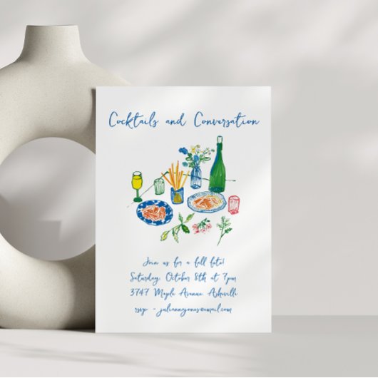 Handgeschreven Doodles Cocktails Herfst Fete Custo Kaart