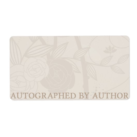 Handgeschreven door Author Bookplate Cream Flower Etiket (Voorkant)