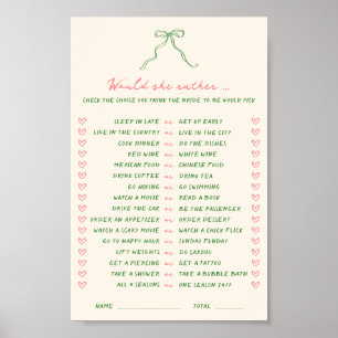 Handgeschreven downloadable wil ze liever spel poster