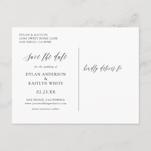 Handgeschreven drie foto's Save the Date ansichtka Aankondigingskaart (Achterkant)