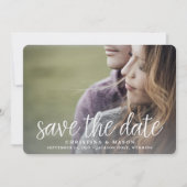 Handgeschreven | Dubbelzijdige foto slaat de datum Save The Date (Voorkant)