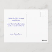 Handgeschreven Dusty Blue Happy Birthday Briefkaar Briefkaart (Achterkant)