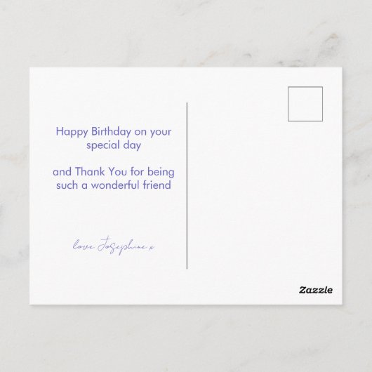 Handgeschreven Dusty Blue Happy Birthday Briefkaar Briefkaart (Achterkant)